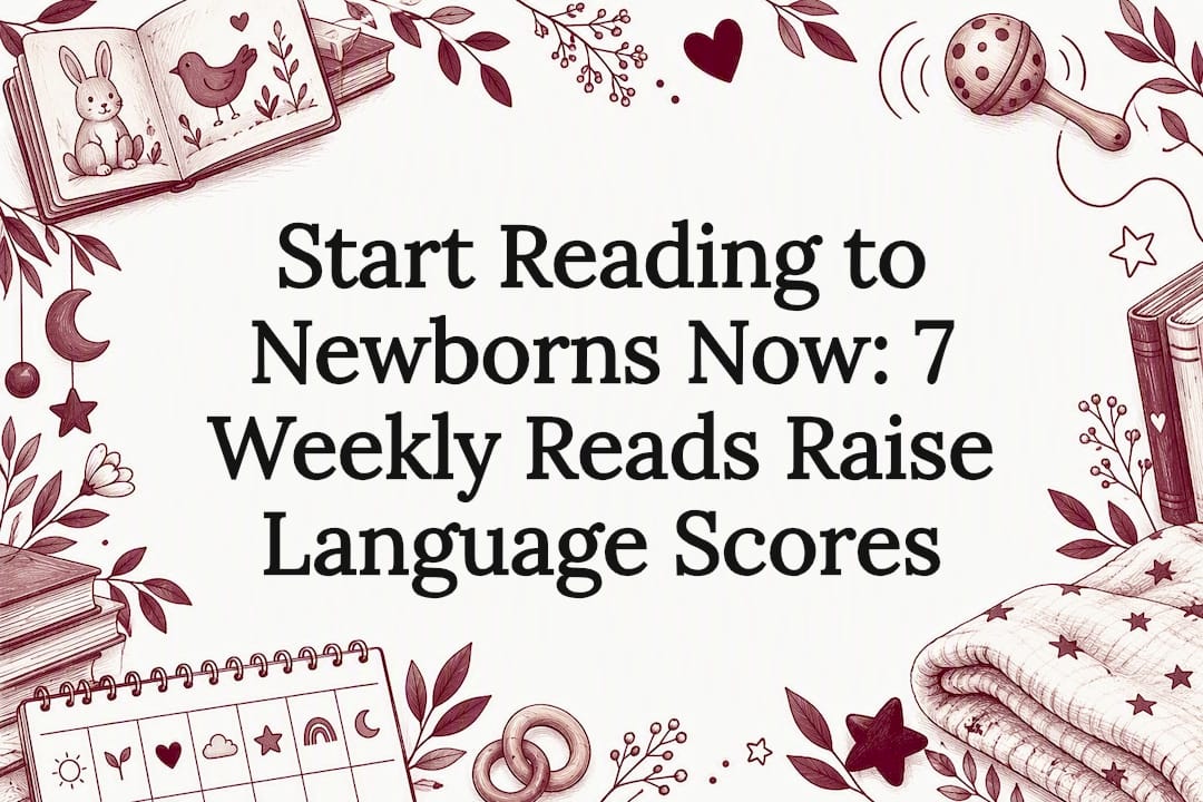 Decorative newborn reading title card
