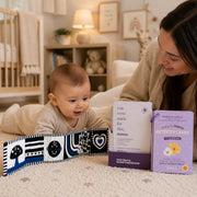 Foldable high-contrast baby toy with black-and-white patterns