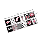 Pink high-contrast sensory toy unfolded to show its patterns and dimensions